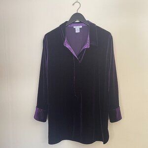 JOAN VASS Purple Velvet Pull-On Tunic Shirt Size 3X